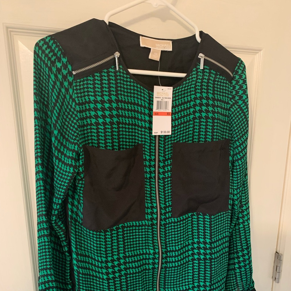 Michael Kors  festive professional top shirt zippered blouse size M and S.